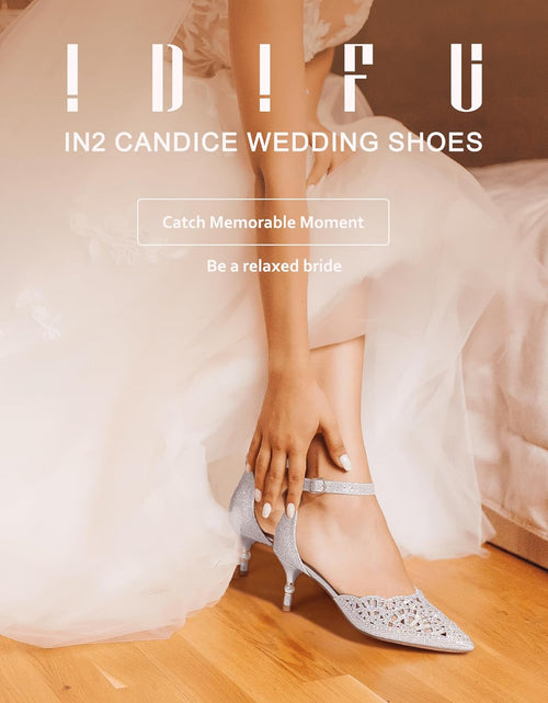 Load image into Gallery viewer, Women'S IN2 Candice Wedding Rhinestones Sequins Low Kitten Heels Pumps Dress Evening Shoes for Women Bridal Bride
