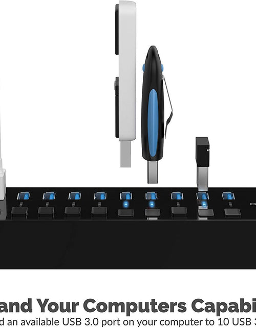 Load image into Gallery viewer, 10-Port 60W USB 3.0 Hub with Individual Power Switches and Leds, Includes 60W 12V/5A Power Adapter (HB-BU10)
