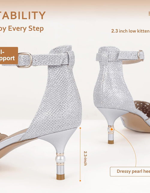 Load image into Gallery viewer, Women'S IN2 Candice Wedding Rhinestones Sequins Low Kitten Heels Pumps Dress Evening Shoes for Women Bridal Bride
