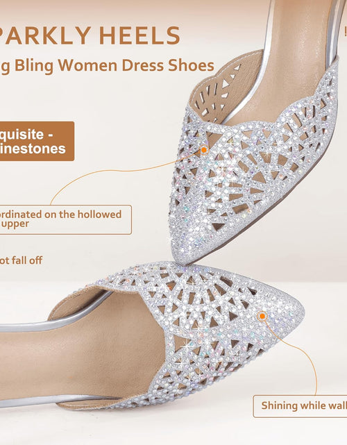 Load image into Gallery viewer, Women'S IN2 Candice Wedding Rhinestones Sequins Low Kitten Heels Pumps Dress Evening Shoes for Women Bridal Bride
